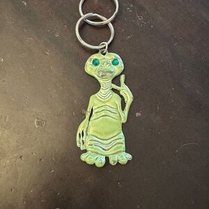 Vintage E.T. Keychain with Gemstone Eyes Metal